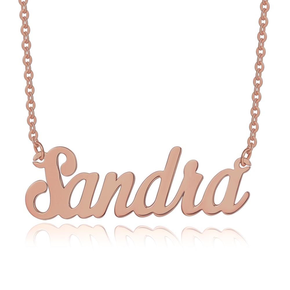 Banhado a ouro rosa 18K colar personalizado com o nome "Carrie" personalizado