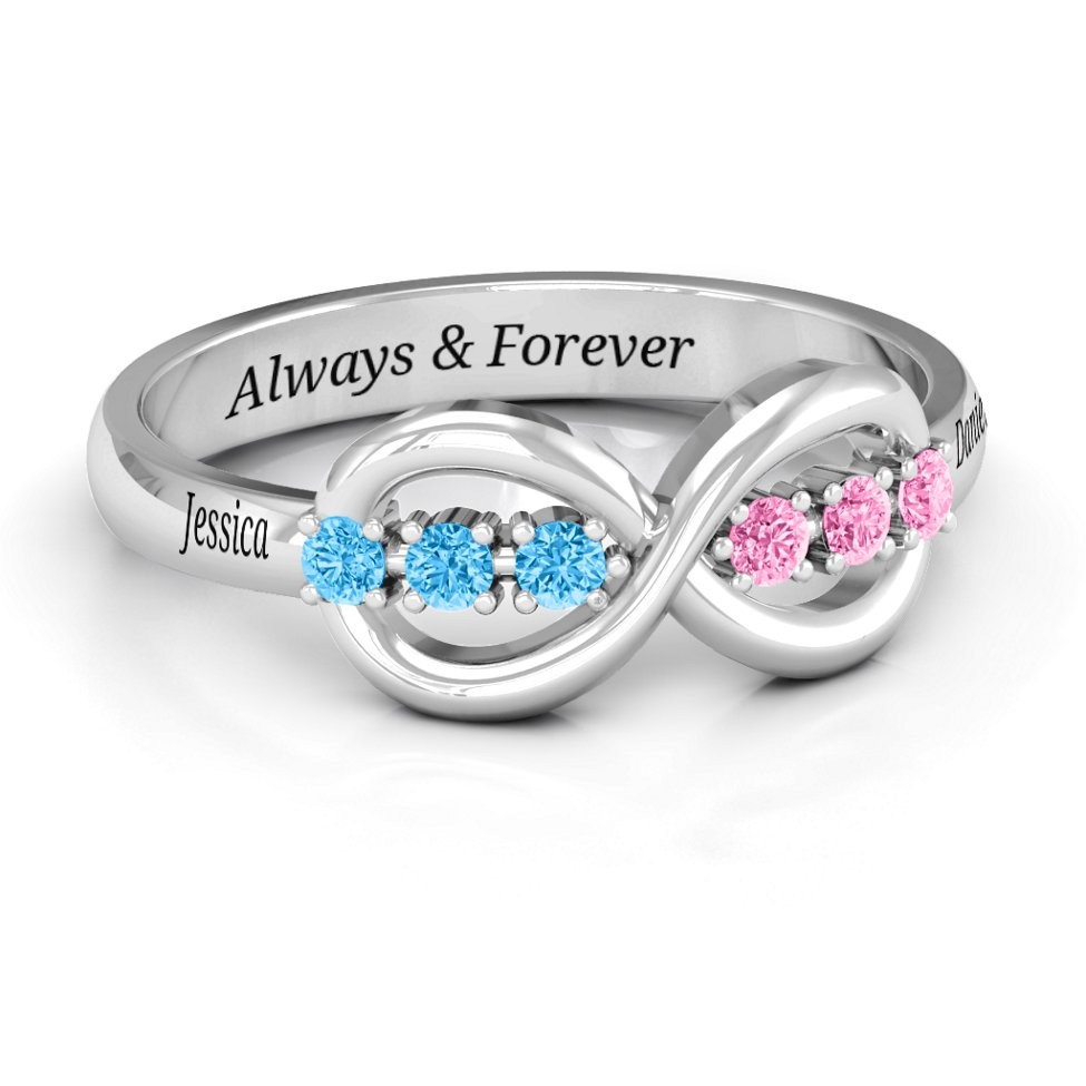 Anel de birthstone personalizado de prata esterlina s925 Eternity