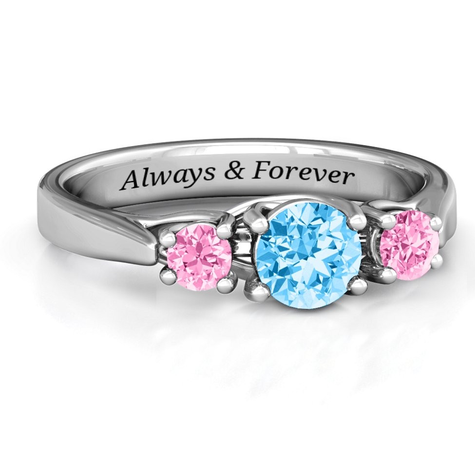 Promessa Anel de Birthstone Personalizado