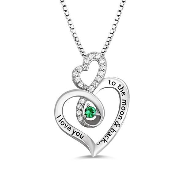 Colar de prata esterlina s925 personalizada Infinity Heart Birthstone