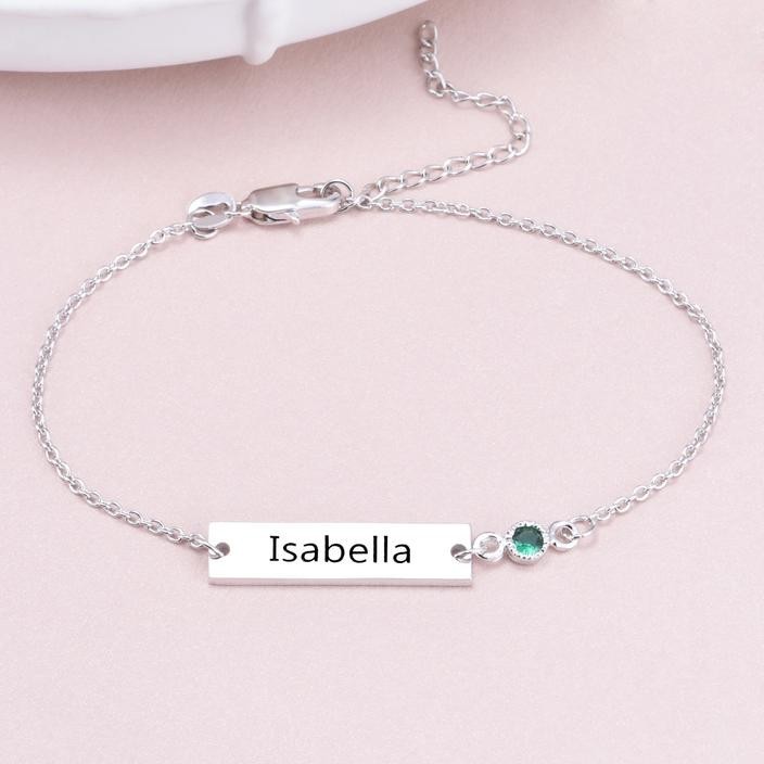 Tornozeleiras com nome gravado de birthstone ajustável personalizado