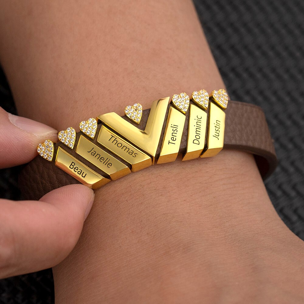 Bracelete masculina com nome personalizado para o dia dos pais e o nome da criança ou presente de casal