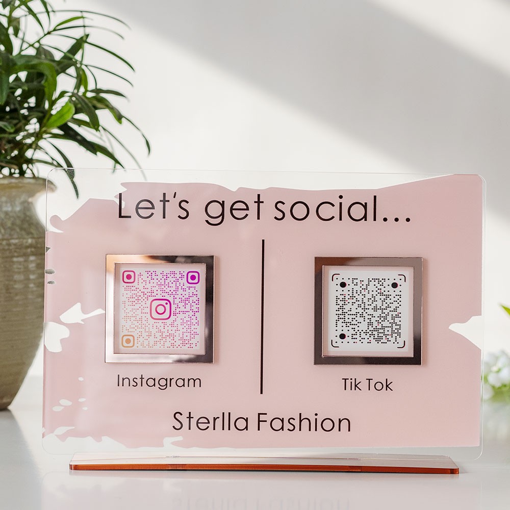 Instagram personalizado Facebook Tiktok Multi Social QR Code Sign para Pup Up Shop