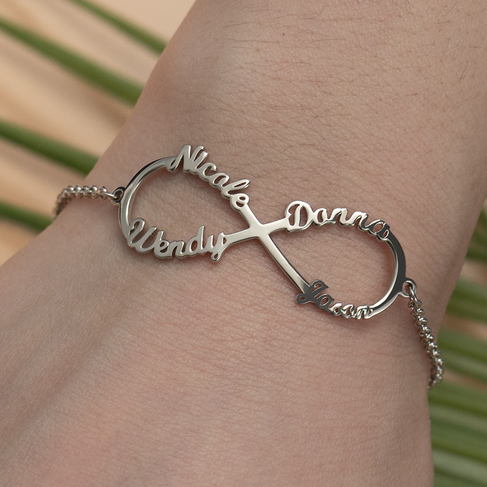 Pulseira de nomes infinitos personalizados com 1-4 nomes