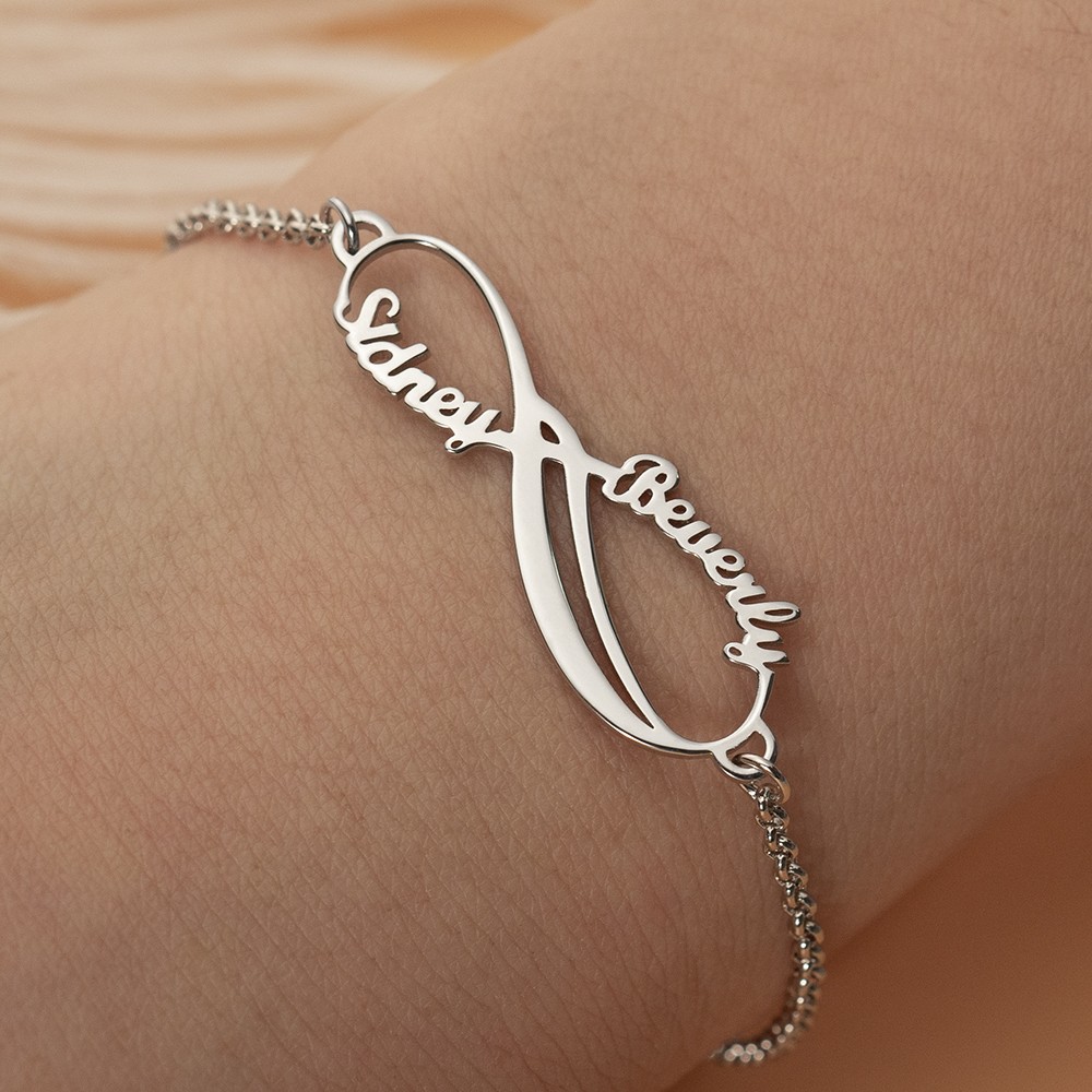 Pulseira personalizada com nome de casal infinito para o dia dos namorados