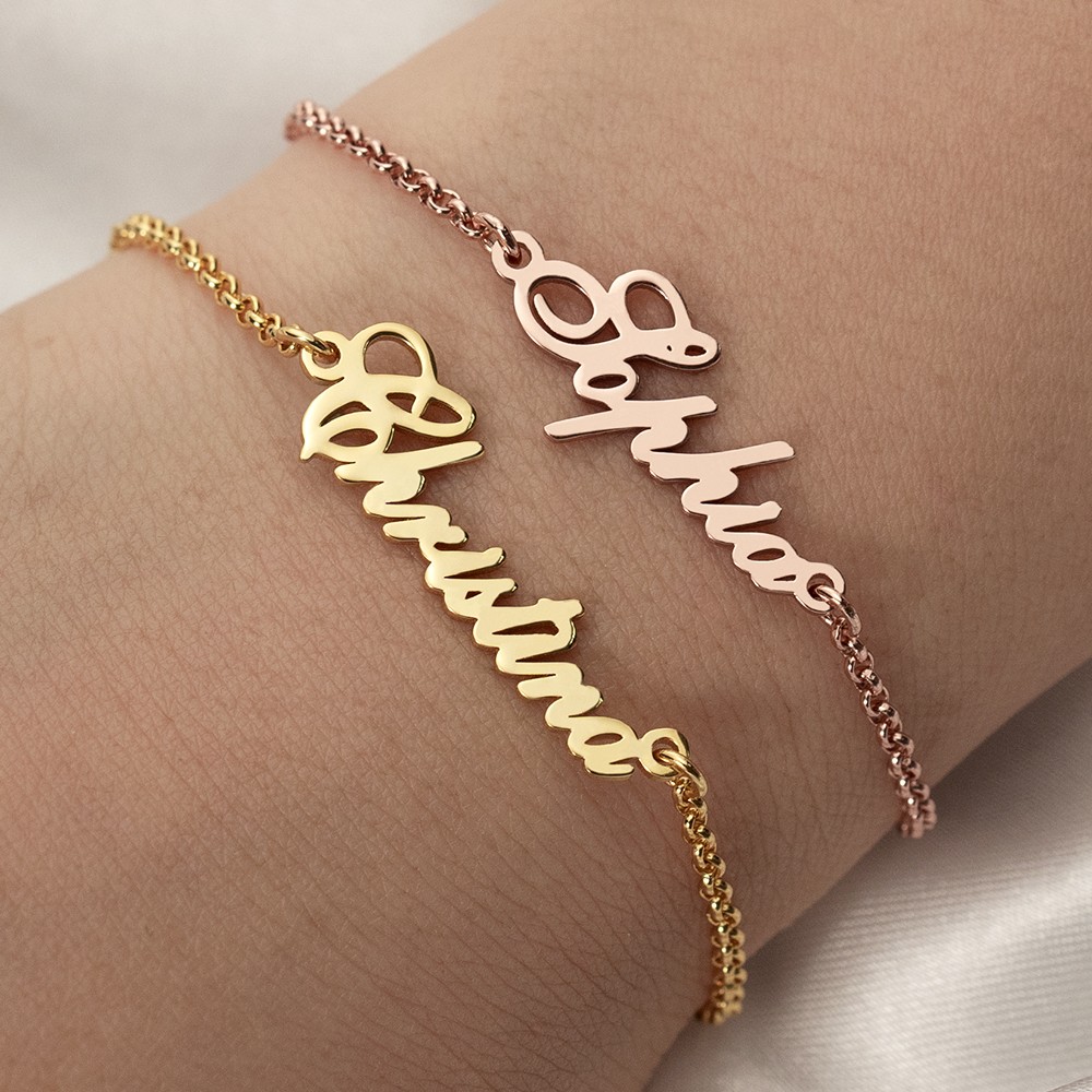 Pulseiras personalizadas com nome de ouro